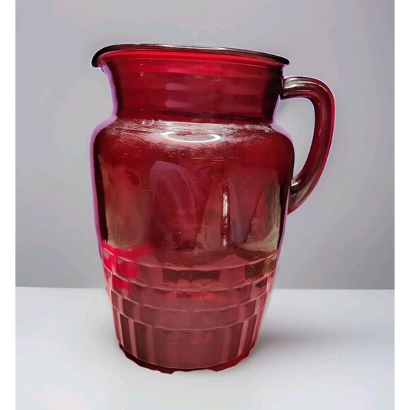 Anchor Hocking Royal Ruby Windsor MidCentury Glass Pitcher 9" Vintage Depression - Picture 8 of 16